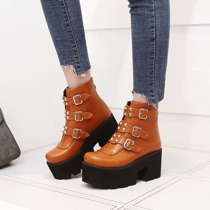 Platforms Block High Heel Boots