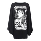 Gothic Cartoon Print Long T-Shirts