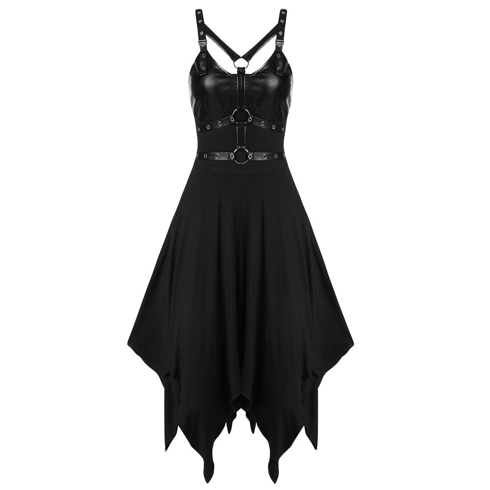 Hollow Out Faux Leather Dress