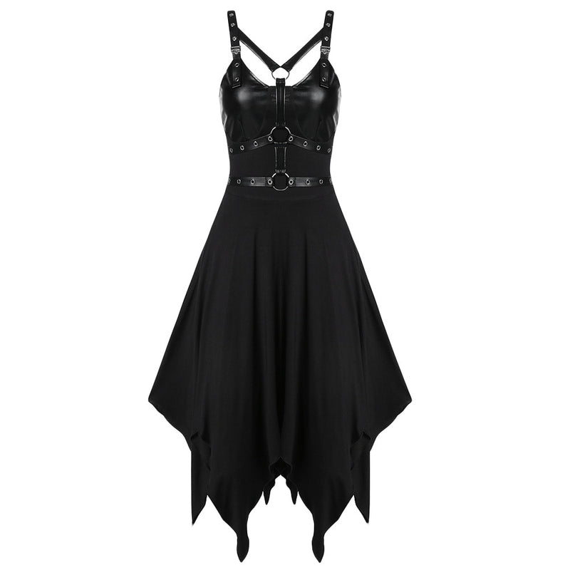 Hollow Out Faux Leather Dress