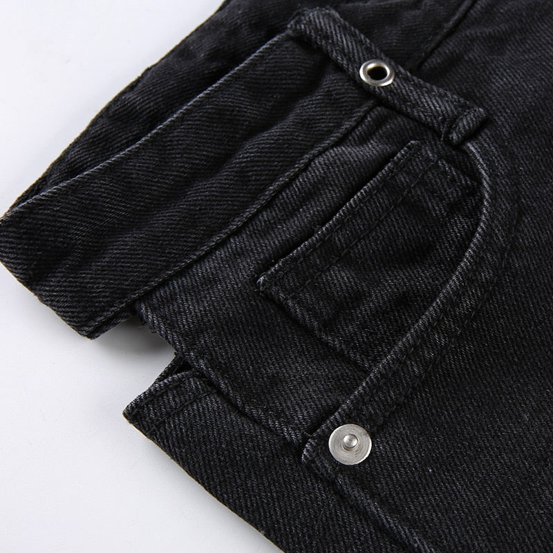 Punk Streetwear Sexy Elelet Hollow Back Denim Shorts