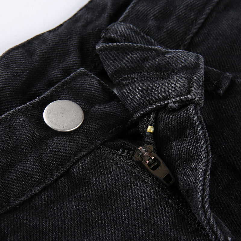 Punk Streetwear Sexy Elelet Hollow Back Denim Shorts