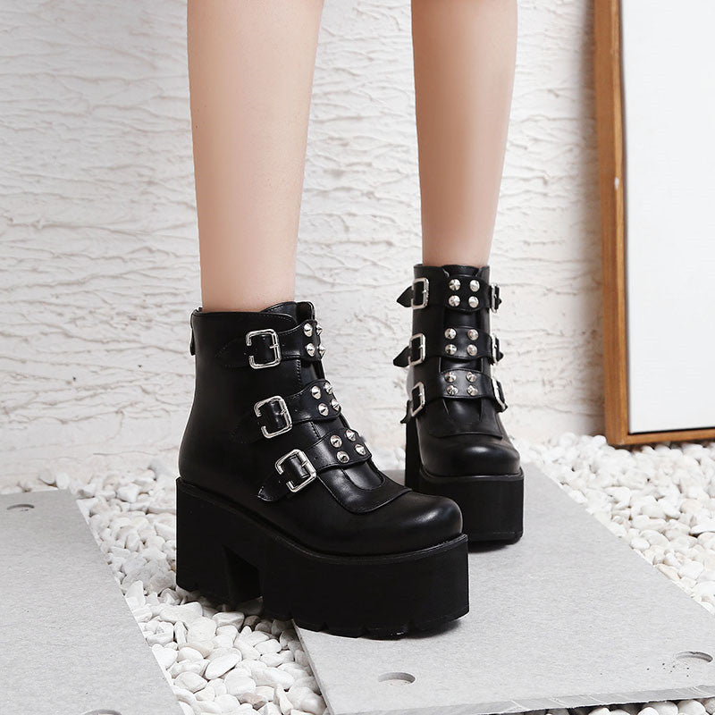 Platforms Block High Heel Boots