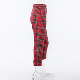 Vintage Plaid Slim High Waist Classic Pants