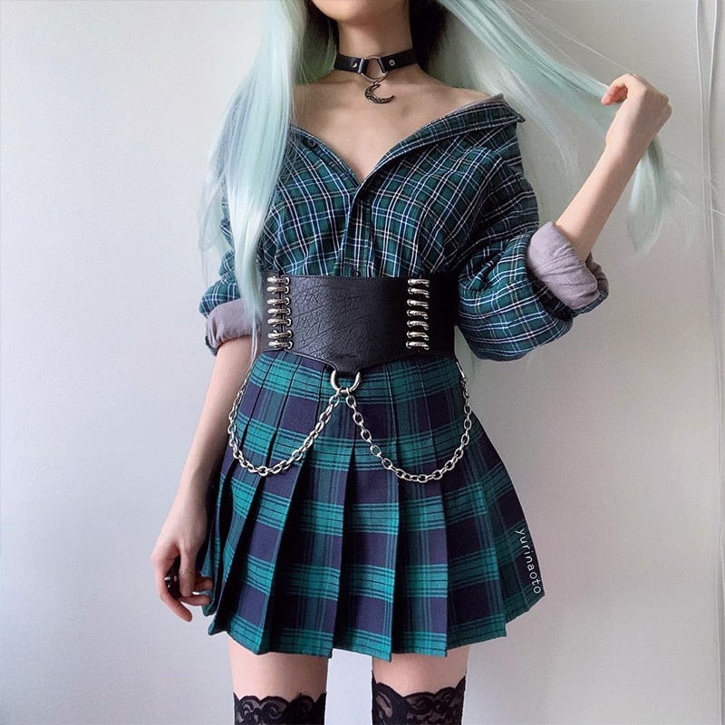 Leather Belt Metal Chain