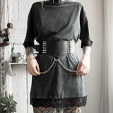 Leather Belt Metal Chain