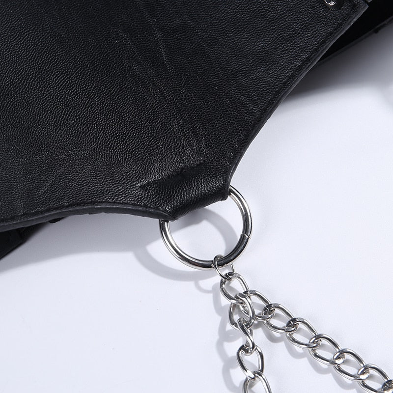 Leather Belt Metal Chain