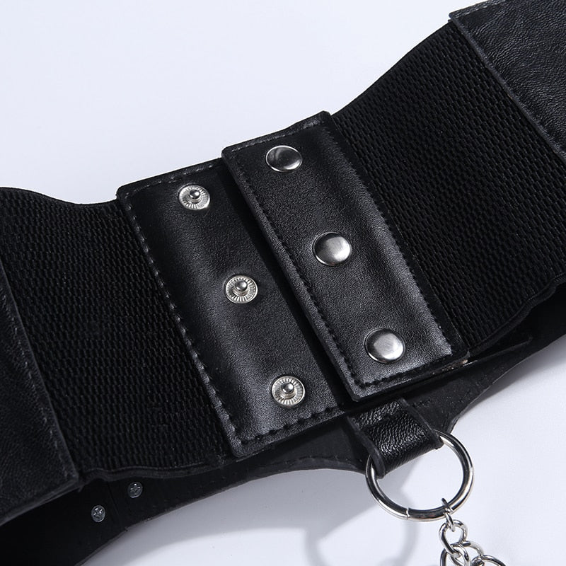 Leather Belt Metal Chain