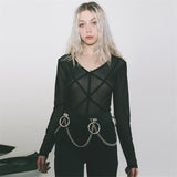 Gothic Black PU Belts Chain
