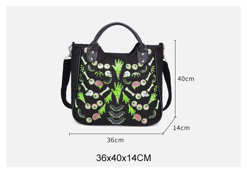 Cartoon Gothic Canvas Handbag