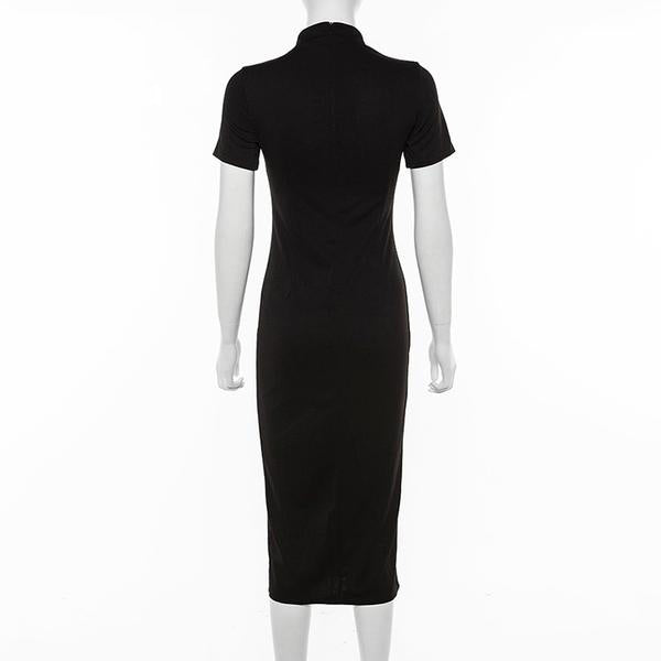 Gothic High Waist Black Dress