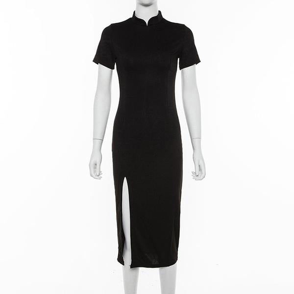 Gothic High Waist Black Dress