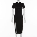 Gothic High Waist Black Dress