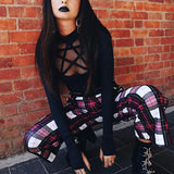 Gothic Pentagram Mesh Long Sleeve T-shrits