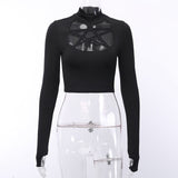 Gothic Pentagram Mesh Long Sleeve T-shrits