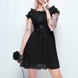 Gothic Black Off Shoulder Sexy Mini Dress