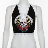Gothic Black Hollow Tank Tops