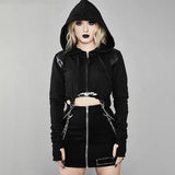 Gothic Punk Black Zipper Hoodie