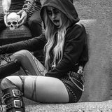 Gothic Punk Black Zipper Hoodie