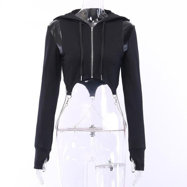 Gothic Punk Black Zipper Hoodie