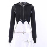 Gothic Punk Black Zipper Hoodie