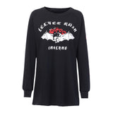 Gothic Rose Skull Printed Black Pullover Hoodie