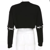 Gothic Detachable Sleeve Metal Iron Ring Stitching Hollow Top