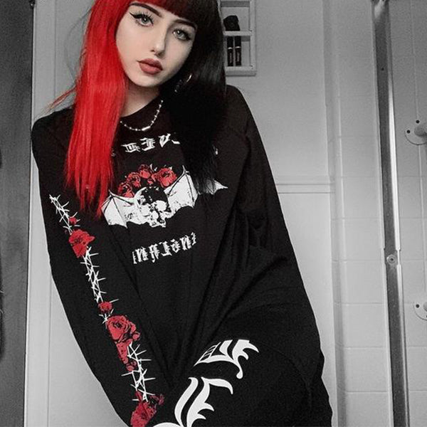 Gothic Punk Black Longsleeve T-Shirt