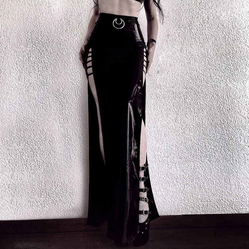 Leather Long Skirts Gothic High Waist Sexy