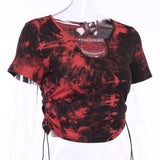Gothic Red Sexy Crop Top Hollow Out Chain