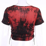 Gothic Red Sexy Crop Top Hollow Out Chain