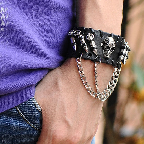 Wristband Adjustable Skull Metal Chain Bracelet