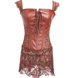S-6XL Plus Size Leather & Lace Corset