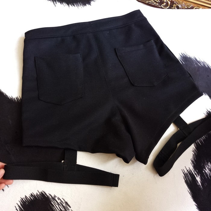 Punk Shorts Metal Leopard Button