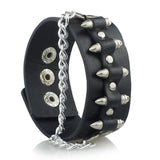 Bullet Shape Chain Link Cuff Leather Bracelet