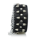 Bullet Shape Chain Link Cuff Leather Bracelet