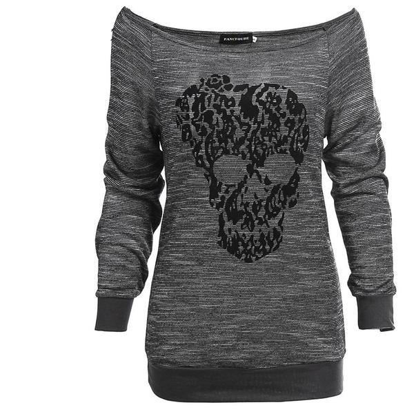 Gothic Skull Print Long Sleeve T-shirt