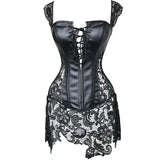 S-6XL Plus Size Leather & Lace Corset