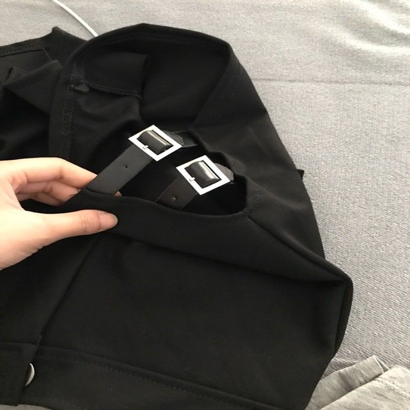 Punk High Waist Hollow Black Short