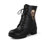 Skull Lace Up Ankle Boots