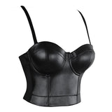Gothic Sexy Black Faux Leather Corset Top