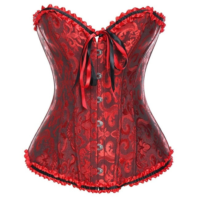 Steampunk Gothic Corset Satin Boned Lace