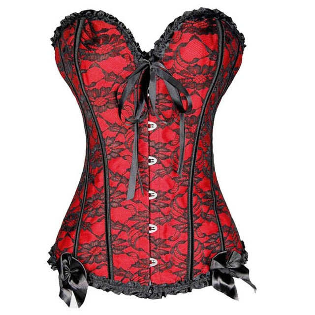 Steampunk Gothic Corset Satin Boned Lace