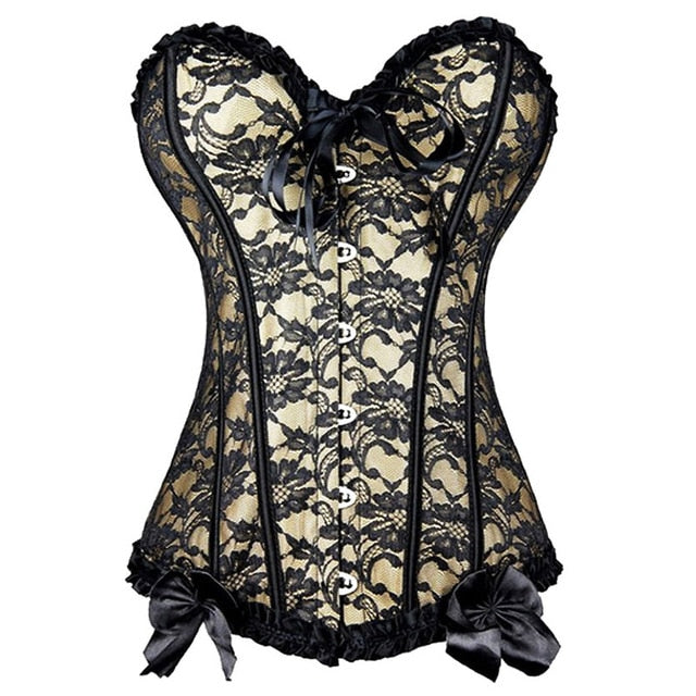 Steampunk Gothic Corset Satin Boned Lace