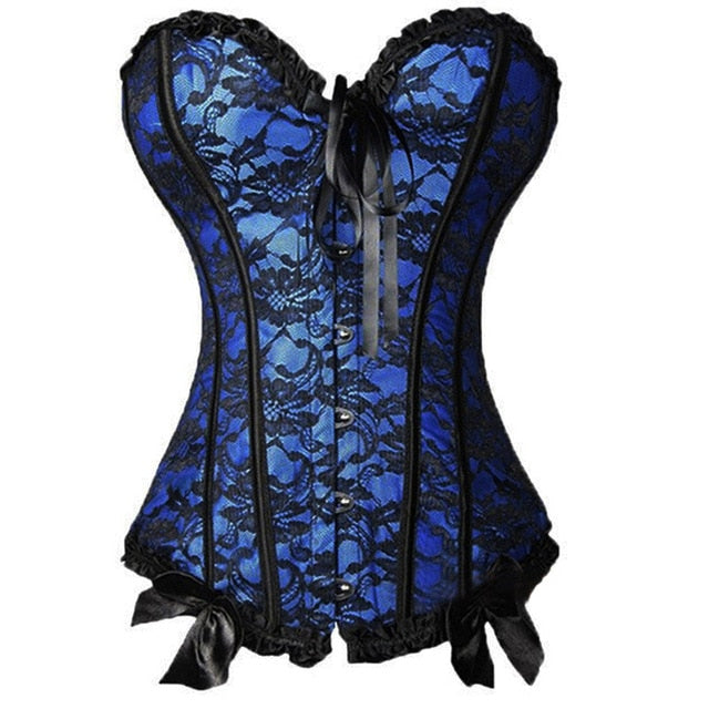 Steampunk Gothic Corset Satin Boned Lace