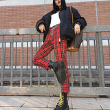 Vintage Plaid Slim High Waist Classic Pants
