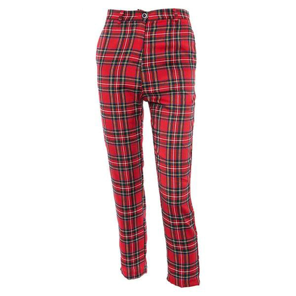 Vintage Plaid Slim High Waist Classic Pants