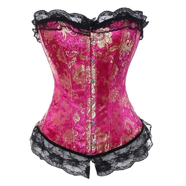 Steampunk Gothic Corset Satin Boned Lace
