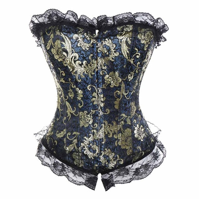 Steampunk Gothic Corset Satin Boned Lace