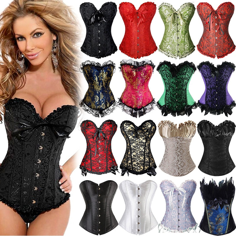 Steampunk Gothic Corset Satin Boned Lace